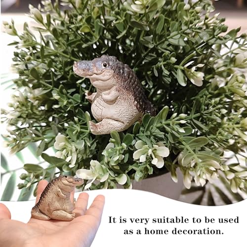 1 PCS Small Crocodile Aquarium Decor - Realistic Resin Fish Tank Ornament,Crocodile Ornament Artificial Resin Accessories (Brown, 3.5 Inch)