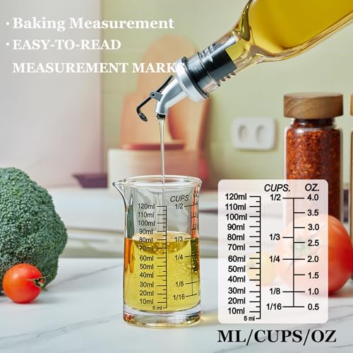 Ackers 4oz Glass Measuring Cup – Shot Glass with Ounce,Ml,Cups Markings for Kitchen & Bar(Pack of 2) - color: Black(Pack of 2)