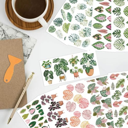 arricraft 10 Sheets Leaf Theme UV DTF Cup Wrap for 16OZ Glass, Tropical Leaves Rub on Decals PVC Transfer Stickers for DIY Cups Window Home Printing Decoration 24x11cm/9.4x4.3inch - style: Tropical Leaves Theme