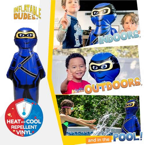 INFLATABLE DUDES Blue Ninja Toy 40” - Kids Punching Bag | Sand-Base | Bop Bag, Pre-filled with Sand, Inflatable Toy, Punching Bag for Kids, Enhanced Bounce-Back Action, Indoor/Outdoor - color: Blue Small Ninja | Pre-filled with Sand