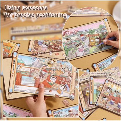 Girls 3D Miniature Scene Stickers,4 Sets Cat's Legend of Zhen Huan DIY House Stickers for A Visit to the Royal Palace,3D Sticker Scenes for Adult Kids Relief Stress Pass The Time - style: The Legend of Miao Huan