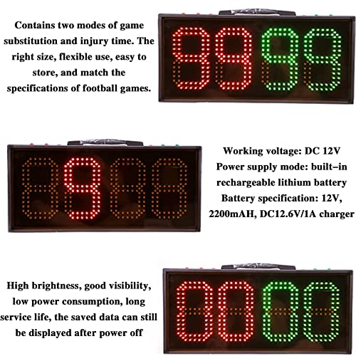 Substitution Board for Soccer, LED Football Game Injury Stop Time Display Boards, Double-Side Football Substitution Board, Change Player Sport Referee Equipment Scoreboard
