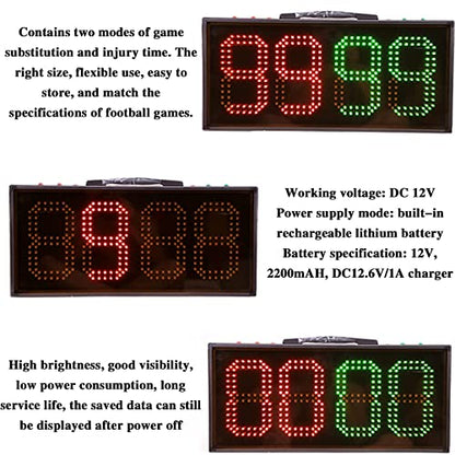 Substitution Board for Soccer, LED Football Game Injury Stop Time Display Boards, Double-Side Football Substitution Board, Change Player Sport Referee Equipment Scoreboard