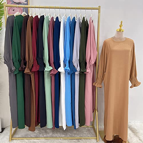 Women Prayer Dress Muslim Ramadan Garment Abaya Dubai Islam Jilbeb Long Dress Without Hijab - color: Mauve, size: Small