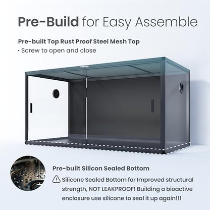 120 Gallon Reptile Tank for Bearded Dragon, Snake, Adult Reptile | Optimal Ventilation & Light Penetration by Rust Proof Mesh Top, Easy Assembly within 6 Steps with Clear Instruction - color: Ultimate Black, size: 120 Gallon
