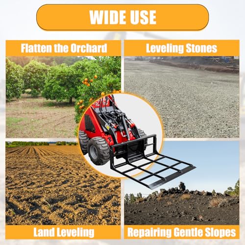 MMS Land Leveler Attachments for Mini Skid Steer Loader, 40" Grader Road Leveler, Loader Accessories Grader for Leveling Land, Gravel and Lawns