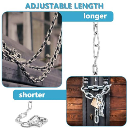 Heavy Duty Stainless Steel Chain, Hanging Safety Link Chain Fitness Chain Weight Lifting Chains with Carabiners for Home Gym Hammock Swing Hanging Chair Punching Bags - color: 2 Stainless Steel Chain + 4 Carabiners