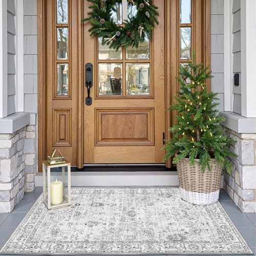 Washable 2x3 Entry Rug, Small Rugs for Kitchen Bathroom Door Mat - color: Grey/White, size: 2' x 3' (Rectangular)