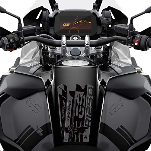 labelbike 3D Sticker Motorcycle Tank Pad Compatible with BMW | R 1250 GS ADVENTURE Triple Black 2020-2022, Resin Protection, Scratch Resistant, Decoration, Grey Black - size: Tank pad - ADVENTURE R 1250 GS