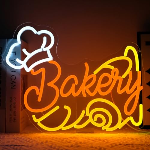 Bakery Neon Sign for Business Decor Dimmable Cake Led Lights Signs Bread Neon Light for Room Decor Dessert Food Shop Kitchen Coffee Bar Cafe Birthday Party Decoration Gifts - style: Bakery