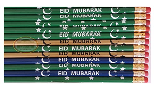 Eid Pencils[Pack OF 500] Happy Eid Mubarak Customized Party Favors Eid decor Ramadan Pencils Arabic Novelty Toy Ramadan Decor Muslim Kids Gifts Wholesale MIX COLORS - color: Multicolor 500