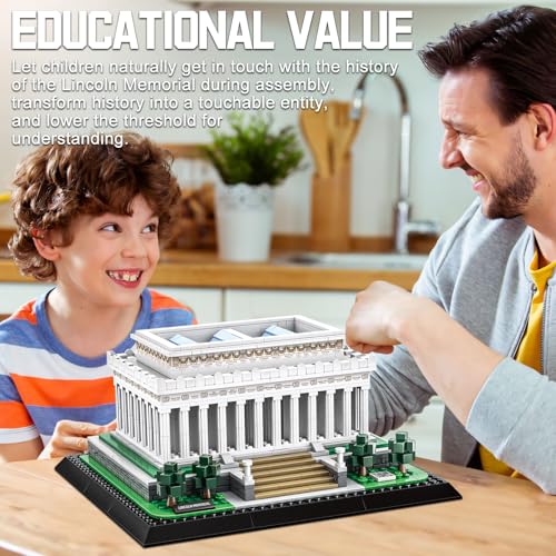 CAXIMSY Lincoln Memorial Building Block Set 979 Pcs Washington DC Architecture Model Kit for Adults & Teens Historic USA Landmark Home Office Desk Decor Display Gift - style: Lincoln Memorial Model