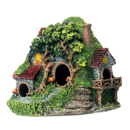 RVQIGYP[Magic Underwater Cabin Fish Tank Landscaping Hobbit House Decoration | Handmade Resin Material Waterproof and Anti-Fading | Fairy Tale Style Aquarium Landscaping Give Away Water Plants