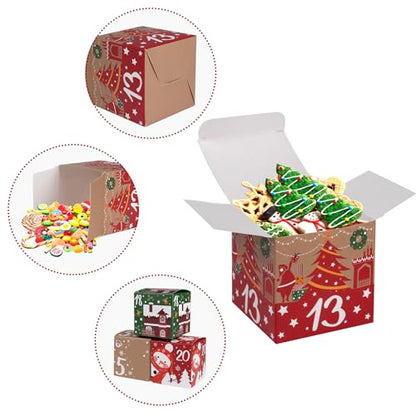 ONESING 24 Pcs DIY Christmas Advent Calendar Boxes for 2024, 24 Days Countdown Calendar Gift for Adults and Kids Christmas Cardboard Number Boxes Make & Fill Your Own Advent Calendar Boxes Lovely Xmas Party Present - color: Style-A