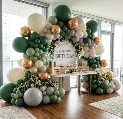 Pastel Green Balloon Garland Kit Different Sizes Double Stuffed Balloons Latex Sage Balloon Jungle Green Arch For Birthday Safari Baby Shower Gender Reveal Bridal Boho Party - color: Doubled Sage Green