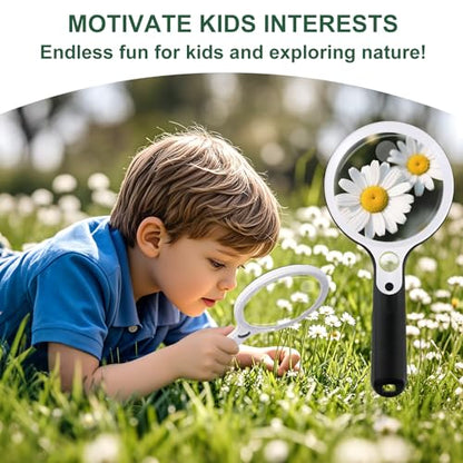 10X 20X 45X Magnifying Glass with 48 LED Light | Handheld Illuminated Lighted Magnifier with 5 Light Modes Rechargeable Magnifying Glass for Seniors Reading Inspection - color: Black Handle