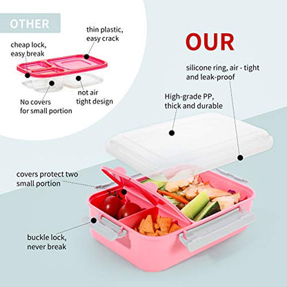 3 Pack Sandwich Container,Reusable Sandwich Containers for Lunch Boxes,Plastic Sandwich Box Tupperware for Kids Adults, Divided Salad Bento Box Food Meal Prep Container for School, Office,Travel, 40oz - color: Sandwich Container