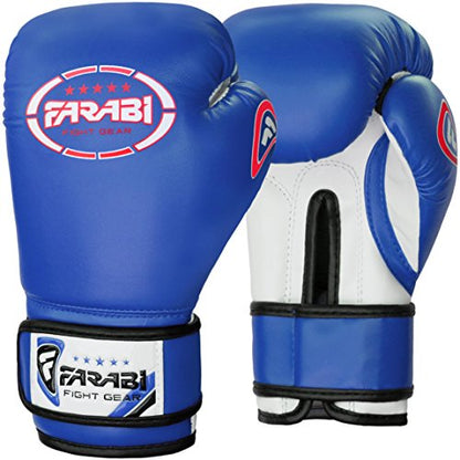Farabi Boxing Gloves Kids Junior Muay Thai Kick Boxing Training MMA Punching Bag - color: Blue, size: 6OZ