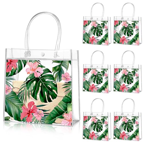 Aliceset 20 Pcs Clear Aloha Bags Hawaiian Luau Party Favors with Handles - style: Luau