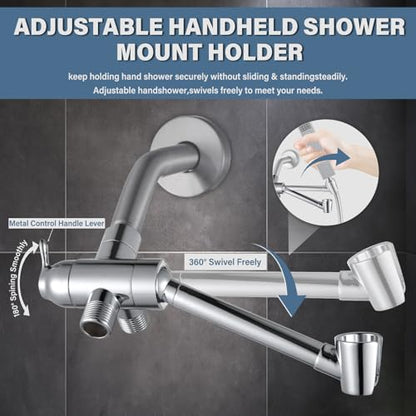 All Metal Shower Diverter Valve with HandShower Holder - Upgraded 3 Way Shower Head for Handheld and Fixed Rain Showerhead - Universal G1/2 Bathroom Part, Polished Chrome - color: Chrome Polished