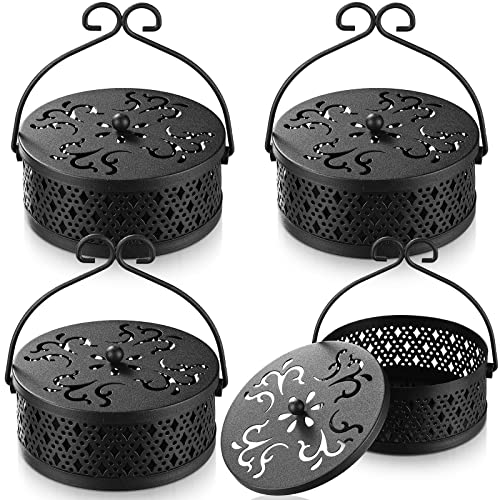 Lallisa 4 Pcs Incense Coil Holder Set, Metal Incense Burner, Black - color: Black