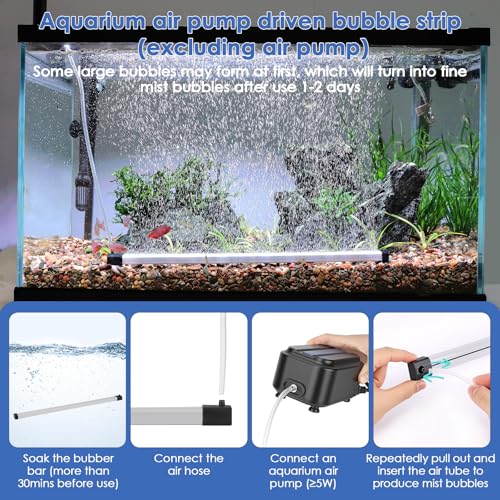 hygger Aquarium Bubble Strip, Nano Air Bubble Curtain Wall Aquarium, Quiet High Dissolved Oxygen Diffuser Fish Tank Bubbler Decorations Self-Sinking for Freshwater Saltwater (27.5 Inch) - size: 27.5 Inch