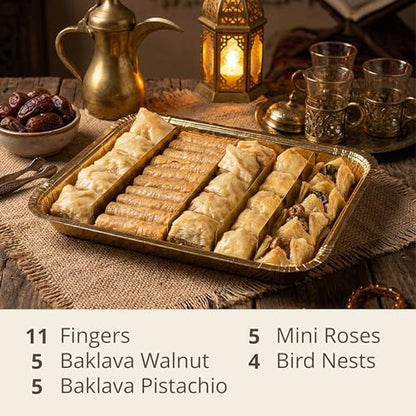Shatila Food Products Half Ramadan Assorted Fillo Mix Baklava Box, Assorted Baklawa Pastry, Mediterranean Sweets Arabic Desserts, Eid Gifts, 30-Pieces - size: 30 Pieces
