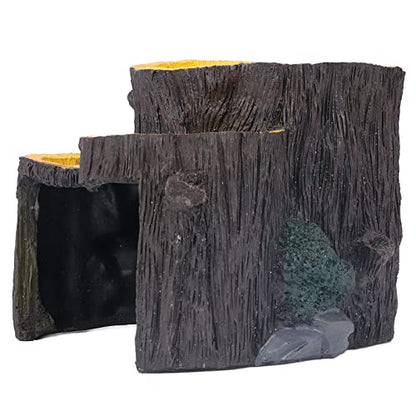 1 Piece Artificial Aquarium Stump, Resin, Food Platform, Stable, Realistic Design, Terrarium Cave Ornament for Shelter