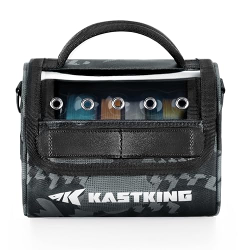 KastKing BaitSpace Line Bag Water Resistant Tackle Bag, Organize Spools | Fishing Line Storage Bag with Water Resistant Nylon, Removable Divider, BaitSpace Line Management Bag - color: A: Black Camo-Medium