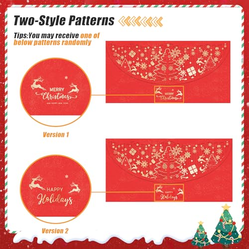 12 PCS Holiday Christmas Money Envelopes For Cash, Xmas Cash Currency Envelopes 7.1×3.5 inch, Gold Foil Laser Cut Money Envelopes Holder for Christmas Party New Year Gifts (Red,Horizontal) - size: Horizontal ，7.1"×3.5"