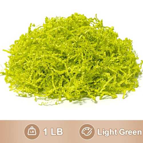 Wowxyz 1 LB Crinkle Cut Paper Shred Light Green Crinkle Shredded Paper for Gift Baskets - Gift Box Bag Filler - Confetti Stuffing for Birthday, Holiday Present Packaging Wrapping - color: Light Green
