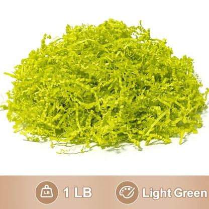 Wowxyz 1 LB Crinkle Cut Paper Shred Light Green Crinkle Shredded Paper for Gift Baskets - Gift Box Bag Filler - Confetti Stuffing for Birthday, Holiday Present Packaging Wrapping - color: Light Green