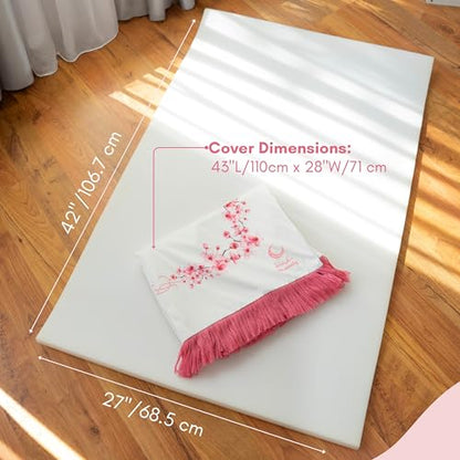 [Clearance] Padded Muslim Prayer Mat for Women - Foam Sajadah with Separate Machine Washable Cover - Thick, Soft & Portable Rug - Knee Comfort - 27 x 7 x 0.6 in - Easy to Clean