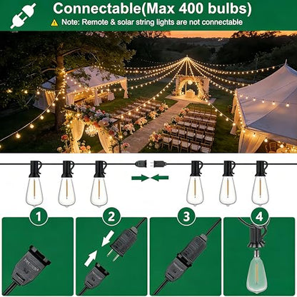 100FT Outdoor String Lights, IP45 Waterproof Patio Lights LED ST38 - size: 100FT(38 Bulbs)