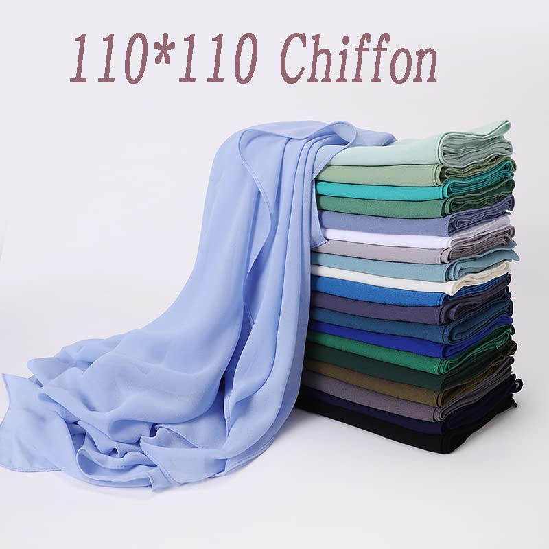 43 Inch Large Chiffon Square Hijab Hair Scarf for Muslim Shawls Headscarf for Women Bandana Turban Wrap Scarves - color: Orange + Brown + Leather Pink + Pink + Nude