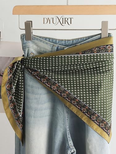 Triangle Shawls Scarf Head Hair Neck For Women Scarves Fashion Silk Feeling Lady Lightweight 51 * 23.6inch - color: K22-green Background With White Dots（51*23.6inch）