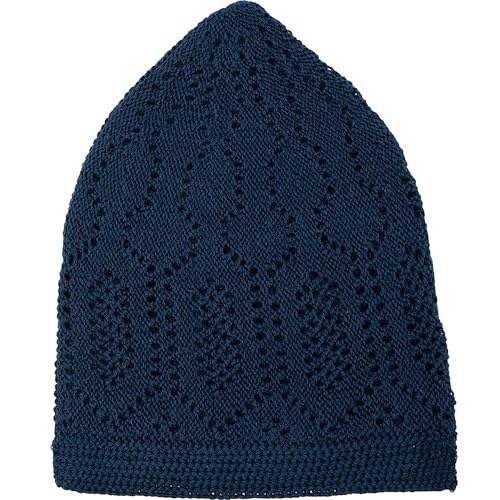 Modefa Turkish Islamic Kufi Takke - Cotton Blend Knit Cap - One Size Fits Most Skullie Beanie Taqiyah - Prayer Cap Muslim Men - color: Navy Blue