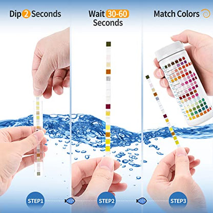 16 in 1 Water Test Kit with 125 Test Strips for Home Water Quality Testing | Drinking Water Test Strips, Well and Tap Test Kit for pH, Hardness, Chlorine, Lead, Iron, Copper, Nitrate, Nitrite, etc - size: 16 IN 1