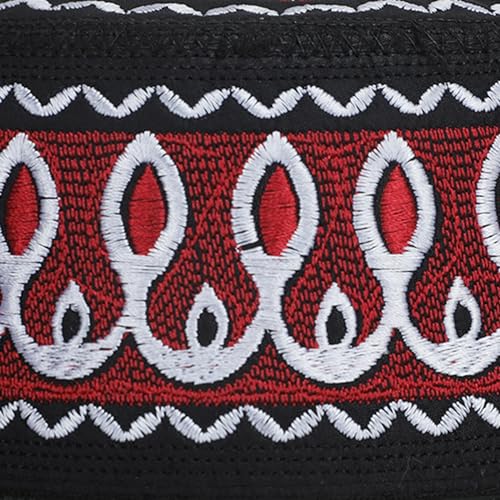 RUIXIA Men Boys Muslim Prayer Kufi Hat Skull Cap Embroidery Islam Kufi Headware takke Praying Beanie Hat Kofia Topi Hat - color: Wine Red--kids 7-10yrs