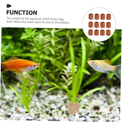 12Pcs Pottery Fixed Rings for Aquarium Plants Durable Lightweight Water Plant Holder for Fish Tank Decoration for Aquatic Plant Fixing and Fish Shelter
