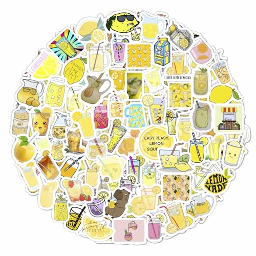 100Pcs Lemonade Stickers for Water Bottle and Laptop - Waterproof Vinyl Lemonade Decals, Gifts for Women & Men - color: Lemonade Stickers