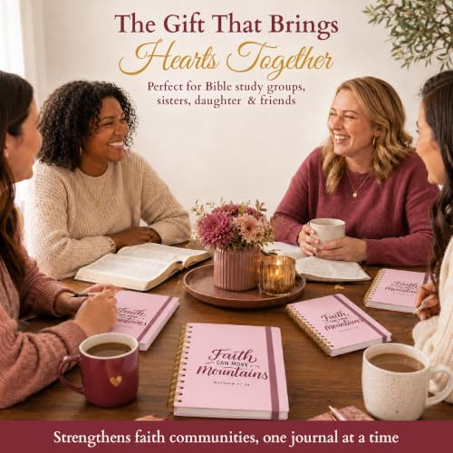 Hardcover Blank Christian Notebook – 140 Pages - Matthew 17:20 | Lined Pages with Bible Verse Cover – Inspirational Writing Spiral Notebook for Bible Study, "Faith Can Move Mountains", Pink - color: Faith_Pink