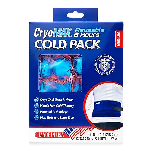 Cryo-Max Cold Pack, 8 Hour Reusable Cold Therapy Ice Pack for Elbows, Knees, Neck + More, Medium, 6" x 12" (1 Count) - size: Medium (Pack of 1), style: Medium