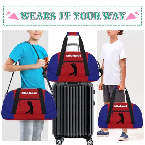 Custom Name Sports Duffel Bag Training Bag, Golf Silhouette | Personalized Named Practice Travel Overnight Training Bag - color: Color 11