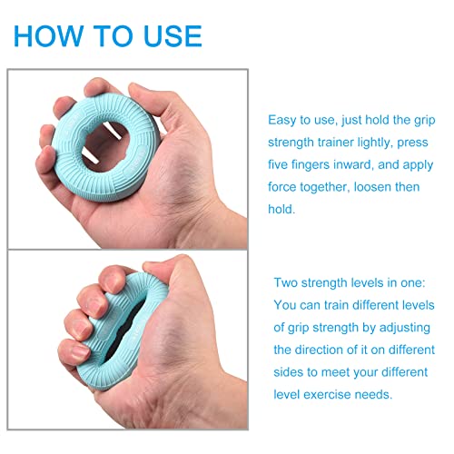 uxcell Hand Grip Strengtheners, 3.07" 30-40 Lbs Silicone Rings Fingers Forearms Exercises Grip Trainer for Rock Climbing Athletes Workout, Blue - color: Blue