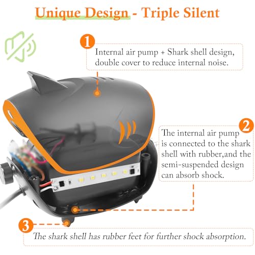 HITOP 4W 110GPH Powerful Aquarium Air Pump, Quiet 2-outlets Aquarium Aerator, Adjustable Fish Tank Air Pump with Accessories, for 20-200 Gallon Tank, with ON/Off Button - style: 4W