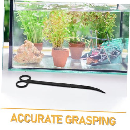 Toyvian 1 Set Aquarium Aquascaping Tools Kit: Stainless Steel Aquatic Plant Scissors Tweezers Spatula Fish Tank Maintenance Water Grass Trimming