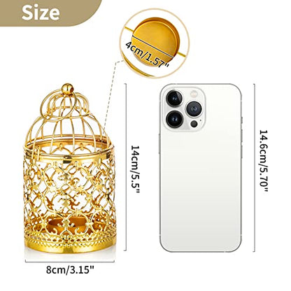 NUPTIO Hanging Birdcage Lantern Tealight, 2 Pcs Small Gold Candle Holders - color: Gold, size: 2Pcs