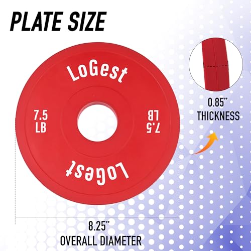 Logest Change Weight Plates 0.50LB 1.25LB 2.5LB 5LB Set Weight Plates for Olympic Bars Perfect for Strength Training Weight Plates Exercise Balance Increase Fractional Plate Olympic Bumper Plates - color: Red - 7.5 LB Pair