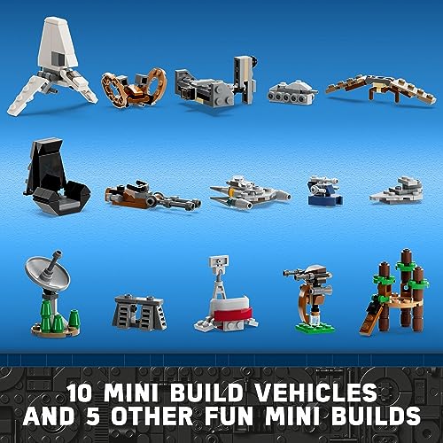 LEGO 스타워즈 2023 재림절 달력 75366 크리스마스 홀리데이 카운트다운 선물 아이디어, 9개의 스타워즈 캐릭터와 15개의 미니 빌딩 장난감, 새로운 경험과 데일리 수집용 서프라이즈를 발견하세요